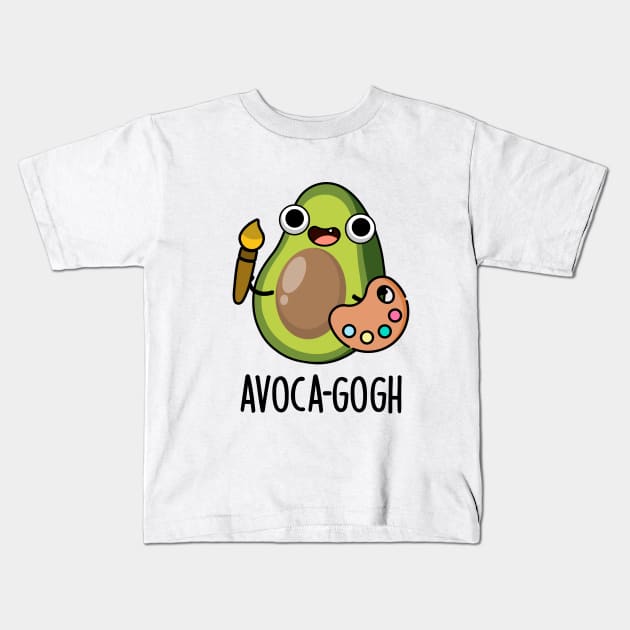 Avoca-gogh Cute Avocado Artist Pun Kids T-Shirt by punnybone